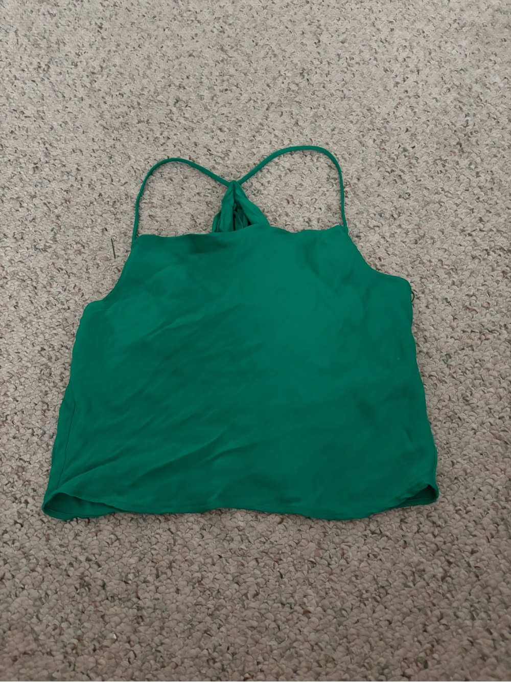 Zara Green Twist-Back Satin Camisole